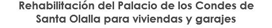 Rehabilitación del Palacio de los Condes de Santa Olalla para viviendas y garajes